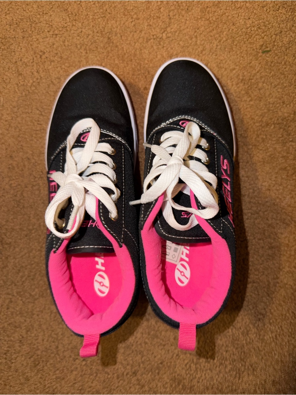 Heelys Black Sneakers with Pink Lining and White Laces